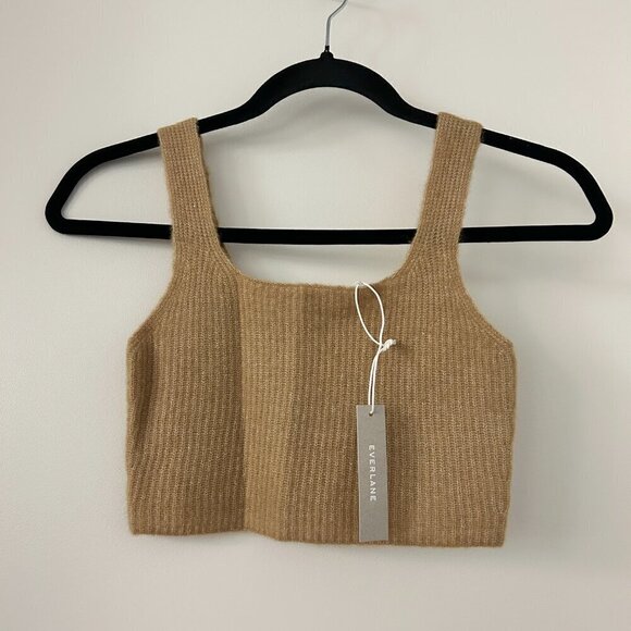 Everlane Wool Cropped Soft Knitted Tank Top in Camel Brown Size XS NWT - Picture 5 of 10